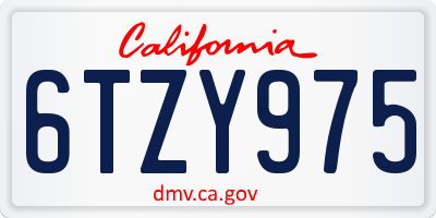 CA license plate 6TZY975