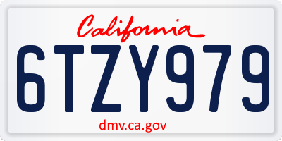 CA license plate 6TZY979