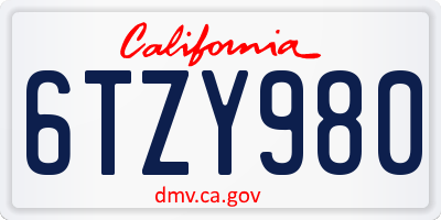 CA license plate 6TZY980