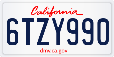CA license plate 6TZY990