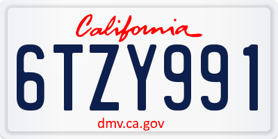 CA license plate 6TZY991