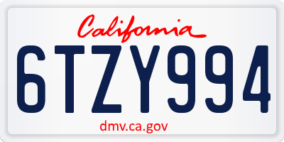 CA license plate 6TZY994