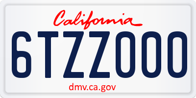 CA license plate 6TZZ000
