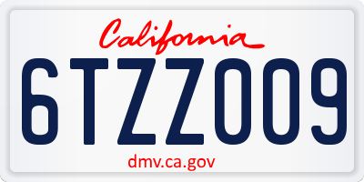 CA license plate 6TZZ009