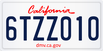 CA license plate 6TZZ010