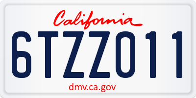 CA license plate 6TZZ011