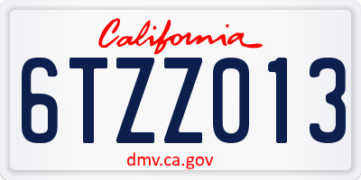 CA license plate 6TZZ013