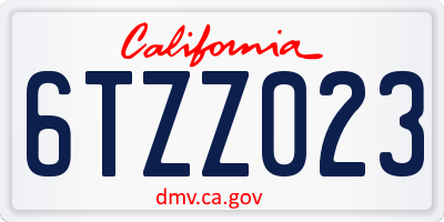 CA license plate 6TZZ023