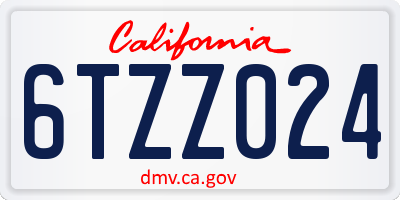 CA license plate 6TZZ024