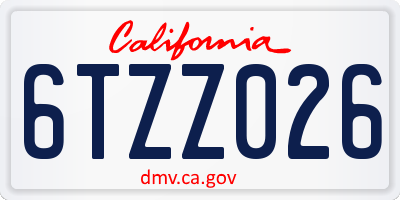 CA license plate 6TZZ026