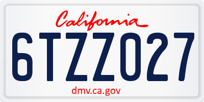 CA license plate 6TZZ027