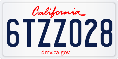CA license plate 6TZZ028