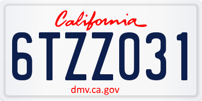 CA license plate 6TZZ031