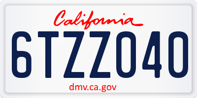 CA license plate 6TZZ040