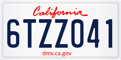 CA license plate 6TZZ041