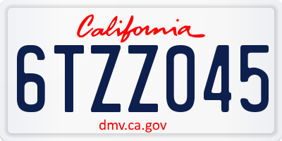 CA license plate 6TZZ045