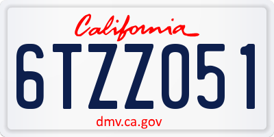 CA license plate 6TZZ051