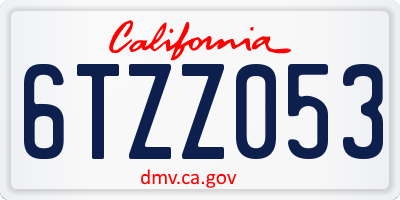 CA license plate 6TZZ053