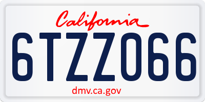 CA license plate 6TZZ066