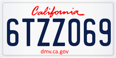 CA license plate 6TZZ069
