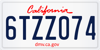 CA license plate 6TZZ074