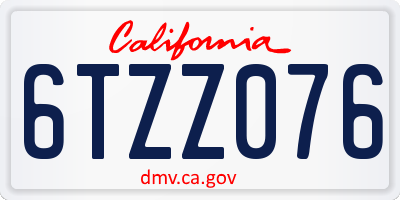 CA license plate 6TZZ076