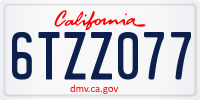 CA license plate 6TZZ077