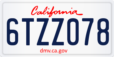 CA license plate 6TZZ078
