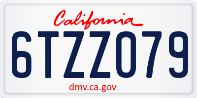 CA license plate 6TZZ079