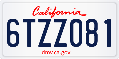 CA license plate 6TZZ081