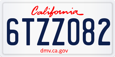 CA license plate 6TZZ082