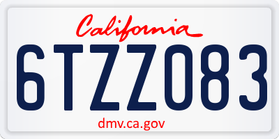CA license plate 6TZZ083