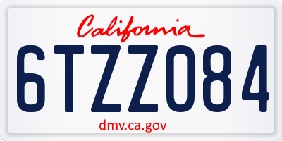 CA license plate 6TZZ084