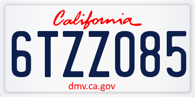 CA license plate 6TZZ085