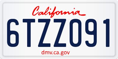 CA license plate 6TZZ091