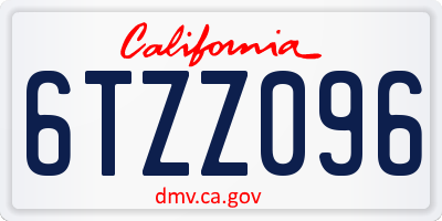 CA license plate 6TZZ096