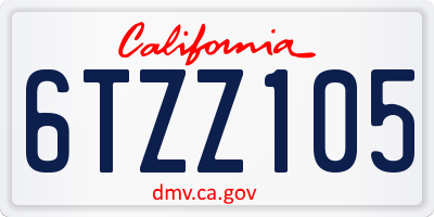 CA license plate 6TZZ105