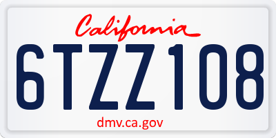 CA license plate 6TZZ108