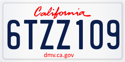 CA license plate 6TZZ109