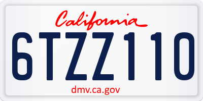 CA license plate 6TZZ110