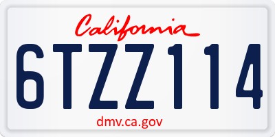 CA license plate 6TZZ114