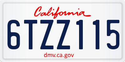 CA license plate 6TZZ115