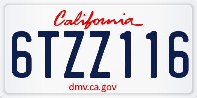 CA license plate 6TZZ116