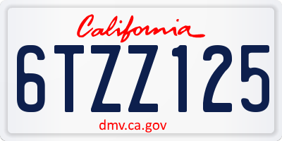 CA license plate 6TZZ125