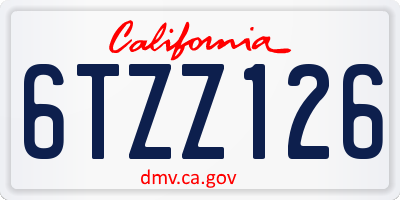 CA license plate 6TZZ126