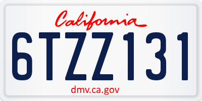 CA license plate 6TZZ131