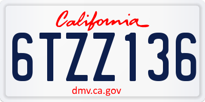 CA license plate 6TZZ136