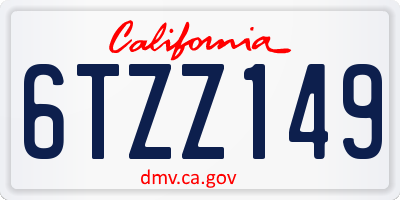 CA license plate 6TZZ149