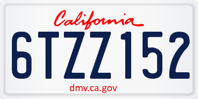 CA license plate 6TZZ152