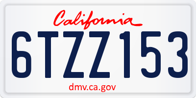 CA license plate 6TZZ153